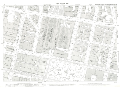 显示女王街道站和乔治广场的格拉斯哥板料镇计划的图象