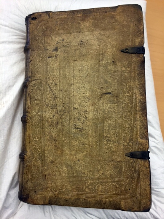 Sixteenth-century blind-tooled pigskin binding of the "Knox" Old Testament (Sp Coll Euing Dr-b.5)