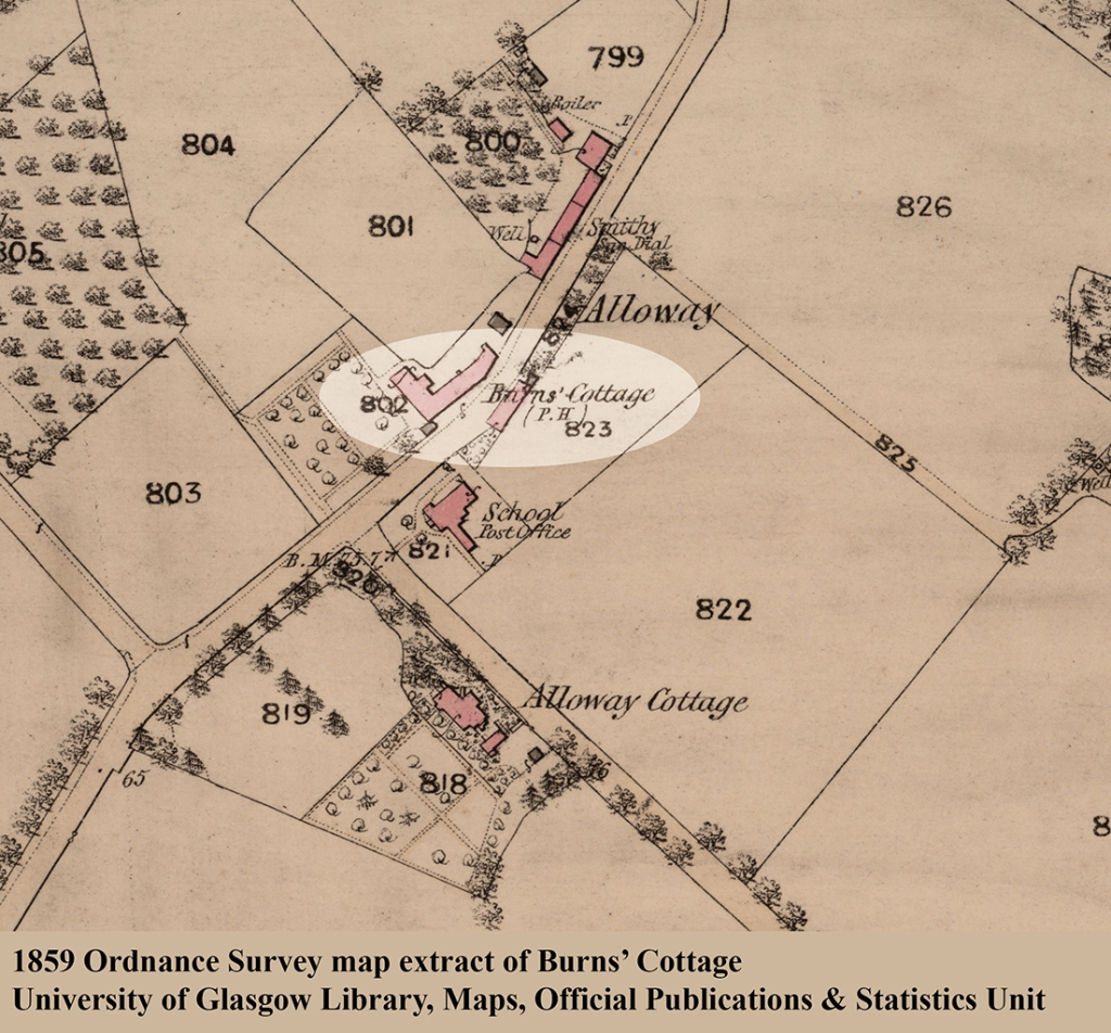 1859 Rurns Cottage的军械调查地图提取物