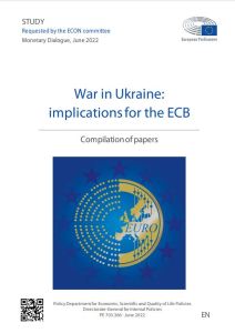 Title page of the European Parliamentary Research Group publication 'War in Ukraine: Implications for the ECB'