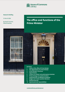 Image of the title page of the The office and function of the prime minister publication